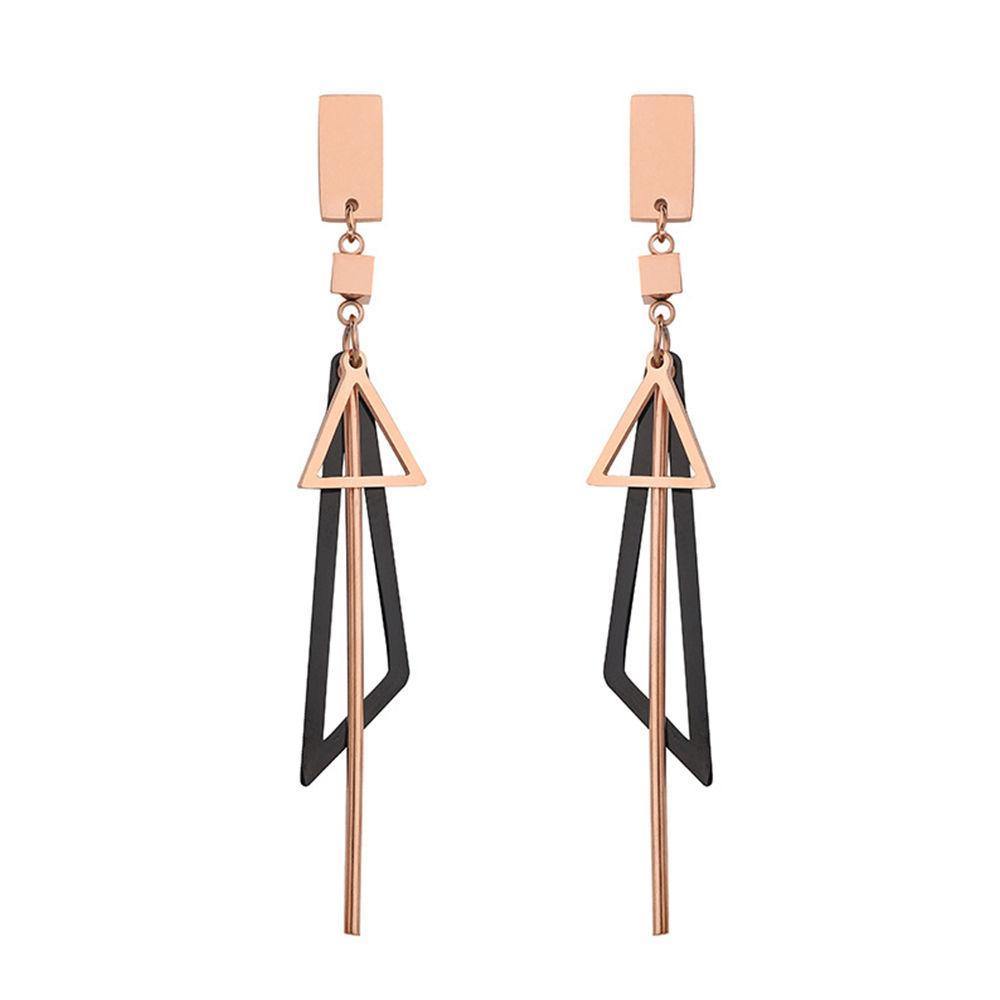 Triangle Tassel Drop Earrings Plated Rose Gold - soufeelus