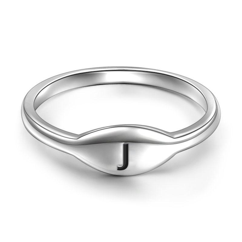 Letter J Ring 925 Sterling Silver