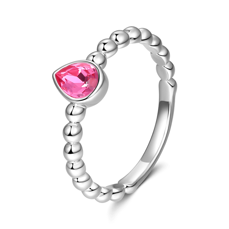 Pink Droplet Promise Ring 925 Sterling Silver