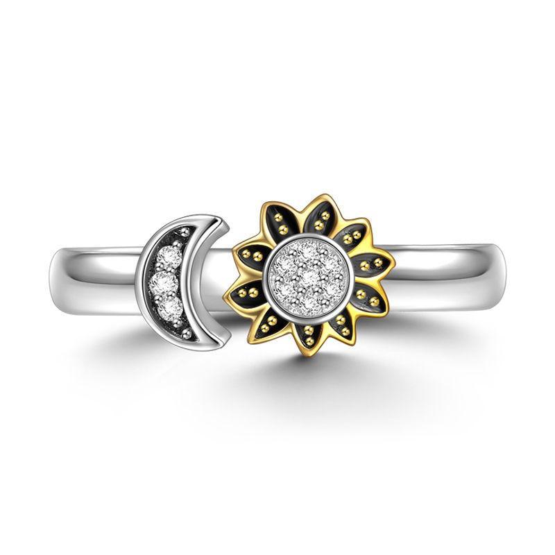 Sun And Moon Ring Charm 925 Sterling Silver