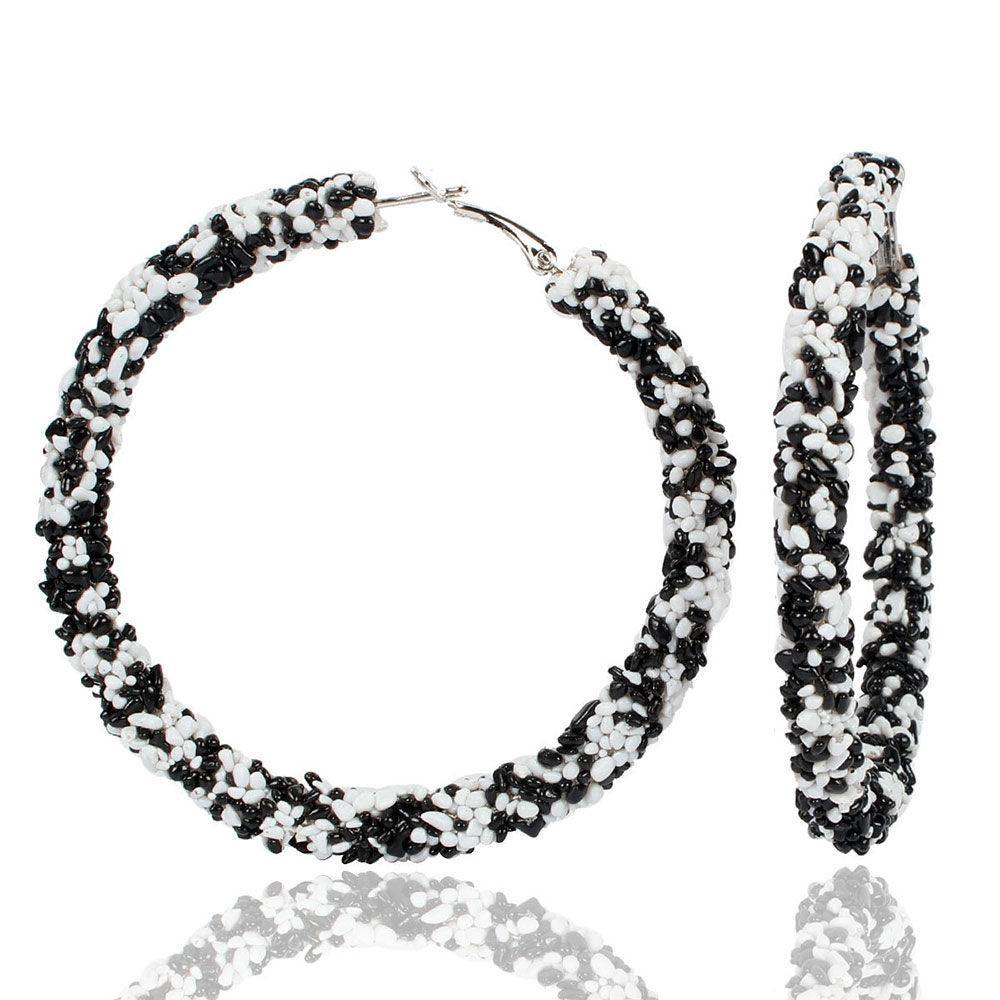 Ethnic Earrings Black & White Zircon - soufeelus