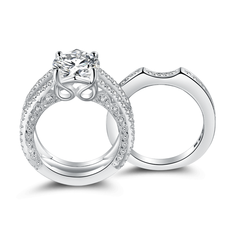 Female Being With You Wedding Ring Set 925 Sterling Silver