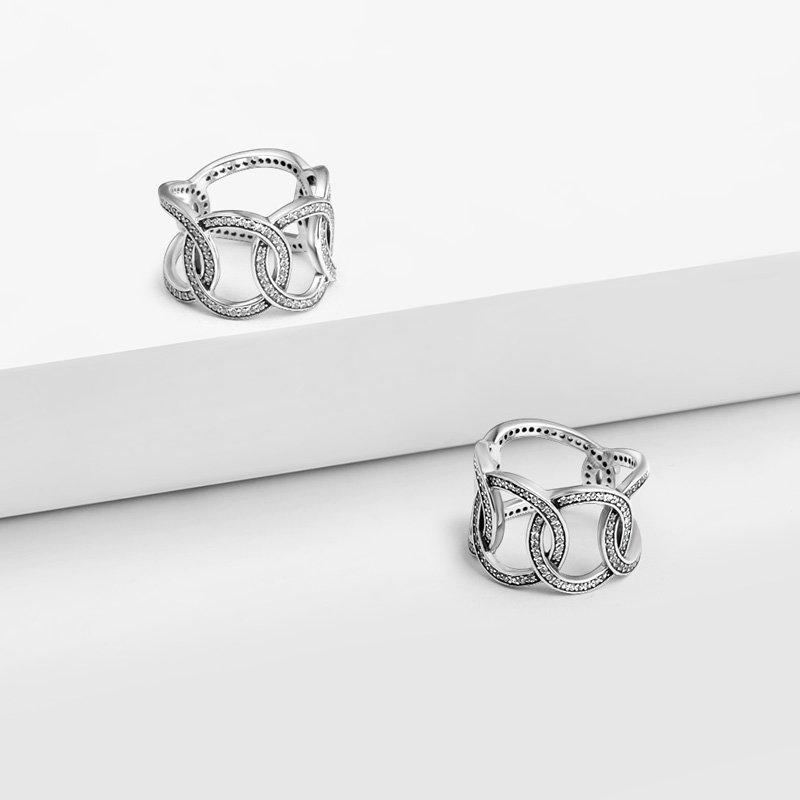 Linked Circles Ring 925 Sterling Silver