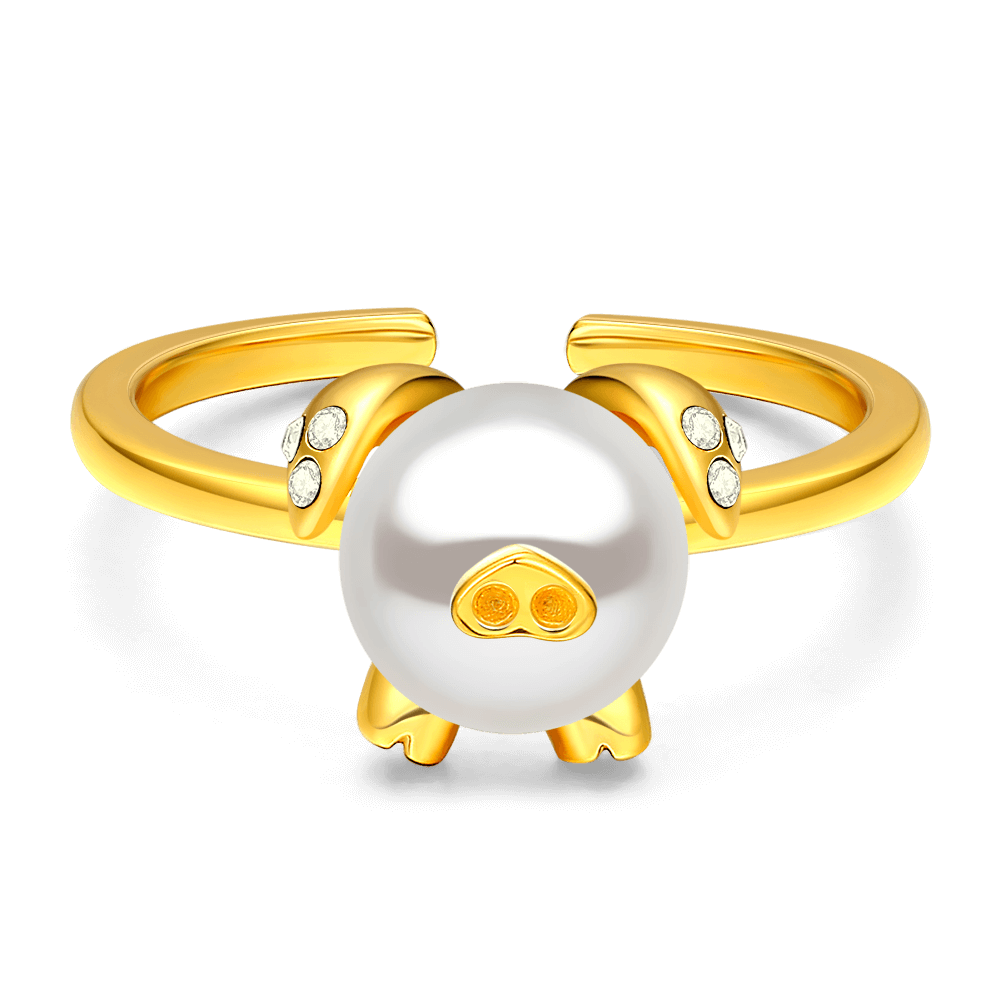 Pearl Pig Ring 14K Gold Plated Silver - soufeelus