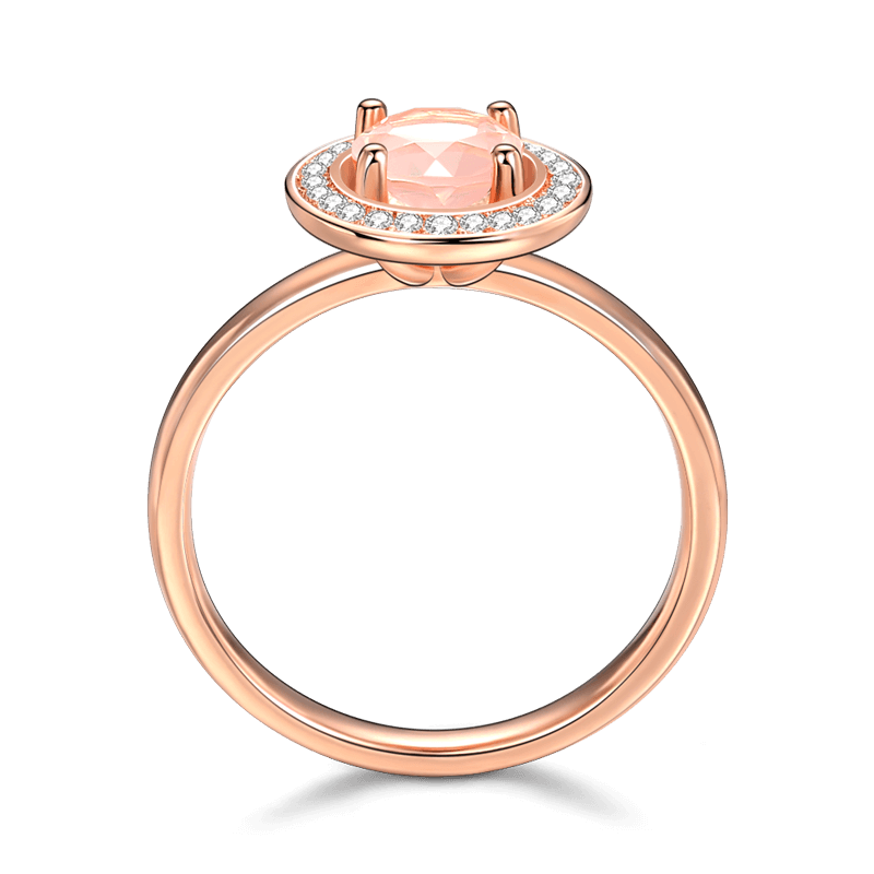 Pink Crystal Luminous Love Ring Rose Gold 925 Sterling Silver