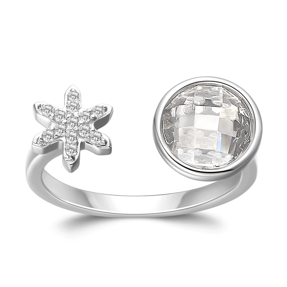 Ice and Snowflake Ring Silver - soufeelus