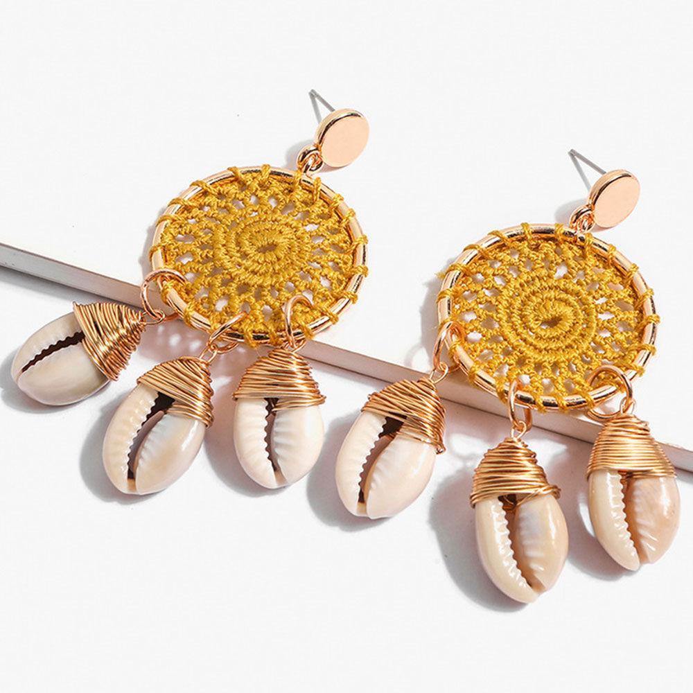 Ethnic Earrings Yellow Alloy - soufeelus