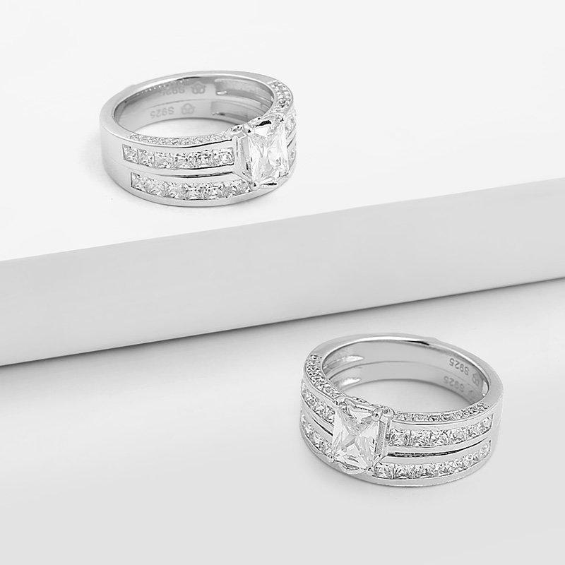 Female Declaration Of Love Wedding Ring Set 925 Sterling Silver