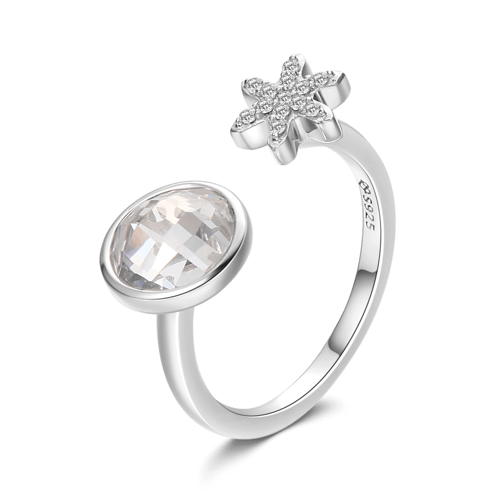 Ice and Snowflake Ring Silver - soufeelus