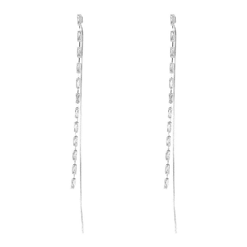 Long Rhinestones Tassel Drop Earrings - soufeelus