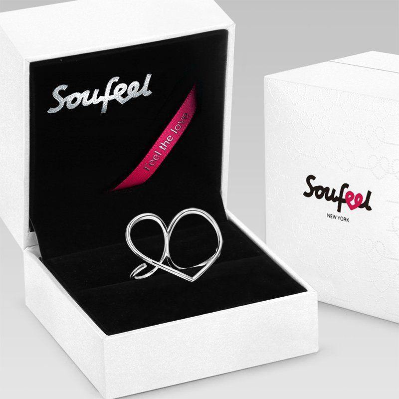 Heart Double Fingers Ring Silver - soufeelus