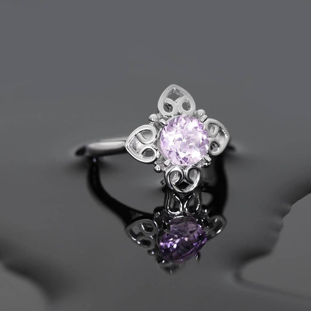 Enchant Engagement Ring Natural Pink Amethyst 925 Sterling Silver