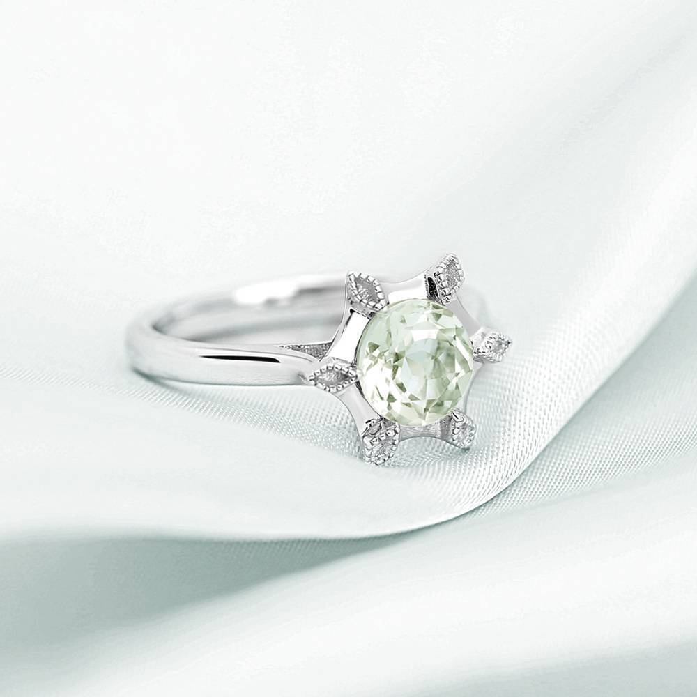 Allure Engagement Ring Natural Green Amethyst 925 Sterling Silver