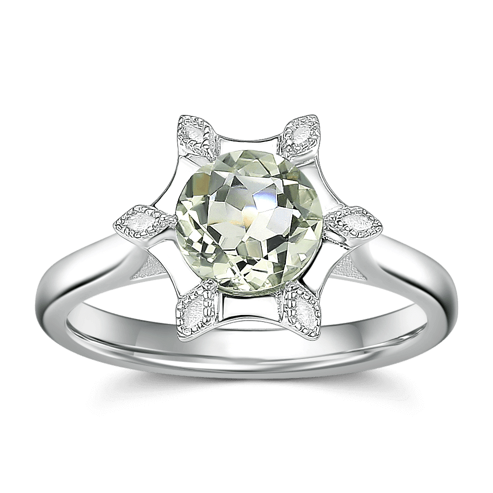 Allure Engagement Ring Natural Green Amethyst 925 Sterling Silver