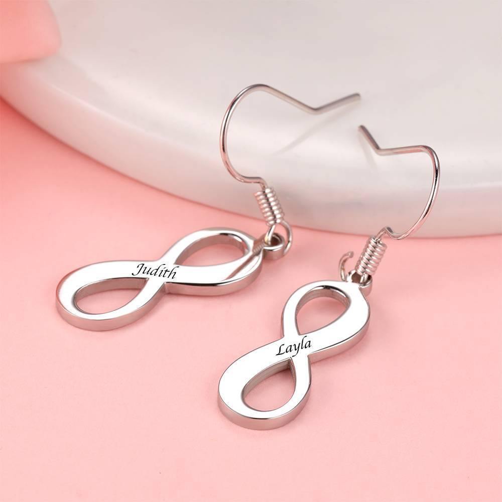 Custom Engraved Earrings with Infinity Earrings Platinum Plated - soufeelus