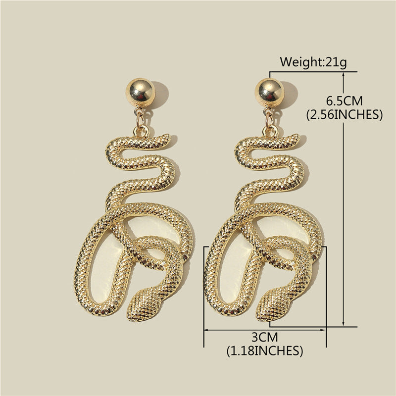 Animal Snake Earrings Gold Long Dangle Earring Jewelry for Women Gift - 