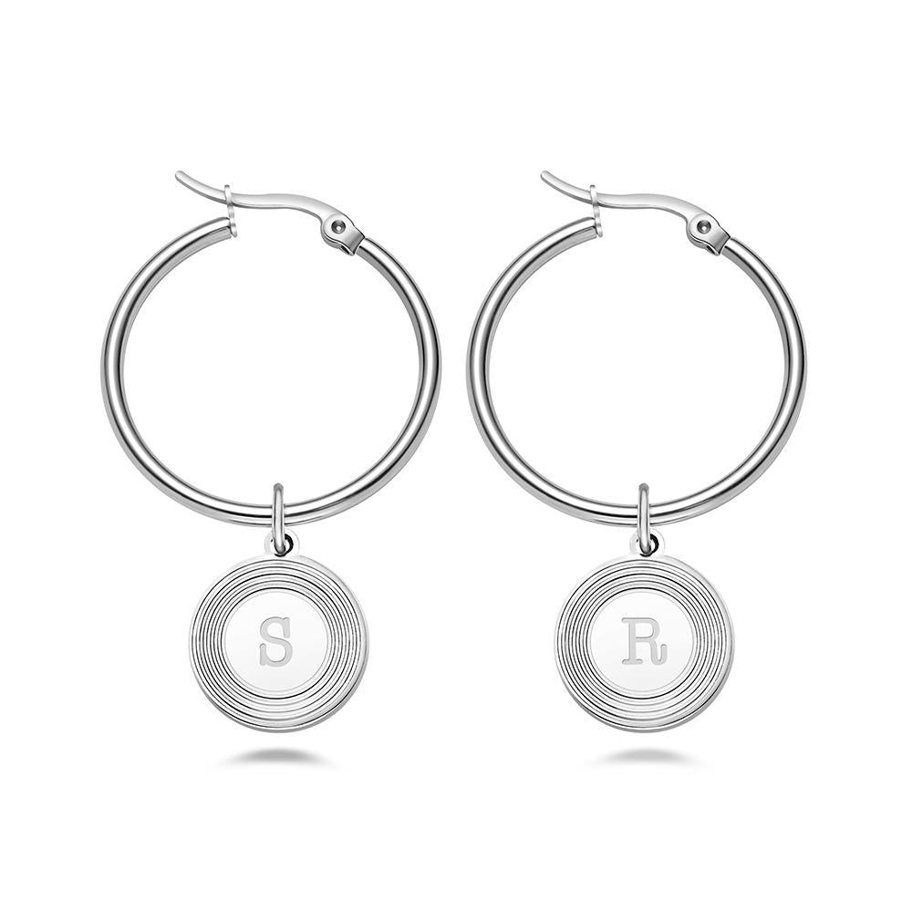 Initial Letter Earrings Stylish Alphabet Round Earrings