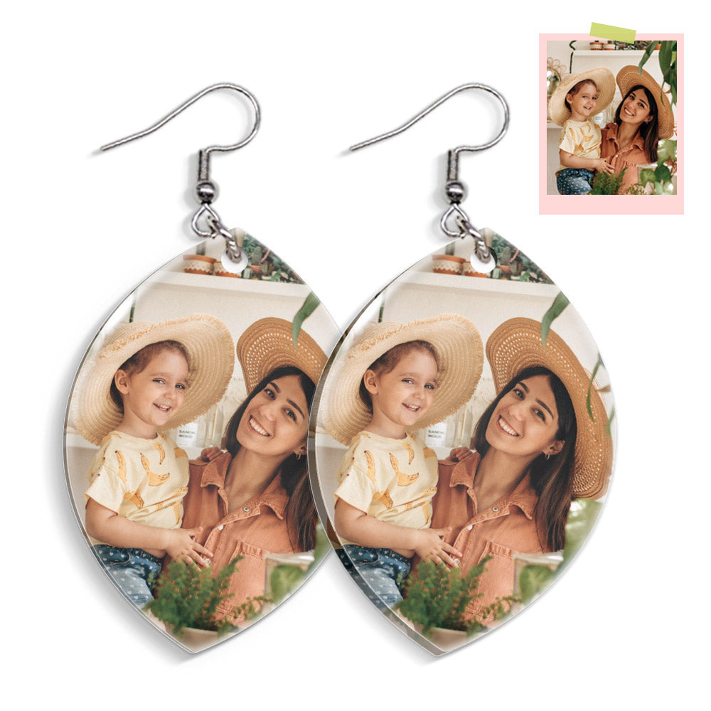 Custom Photo Earrings Acrylic Earrings Personalized Oval Earrings Gift For Mother's Day For Women - 