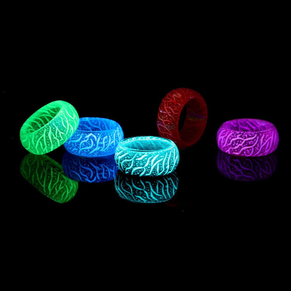 Luminous Glow Ring Luminous Crack Discoloration Jewelry Unisex Decoration Rings - 