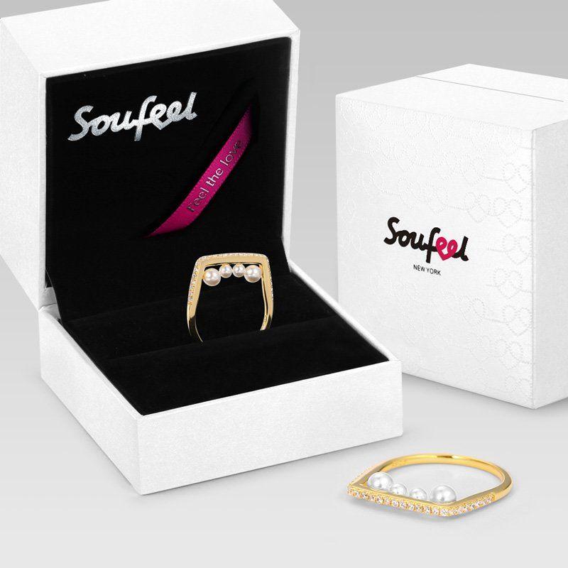 Soufeel Treasure Our Love Four Pearls Ring 14k Gold Plated 925 Sterling Silver