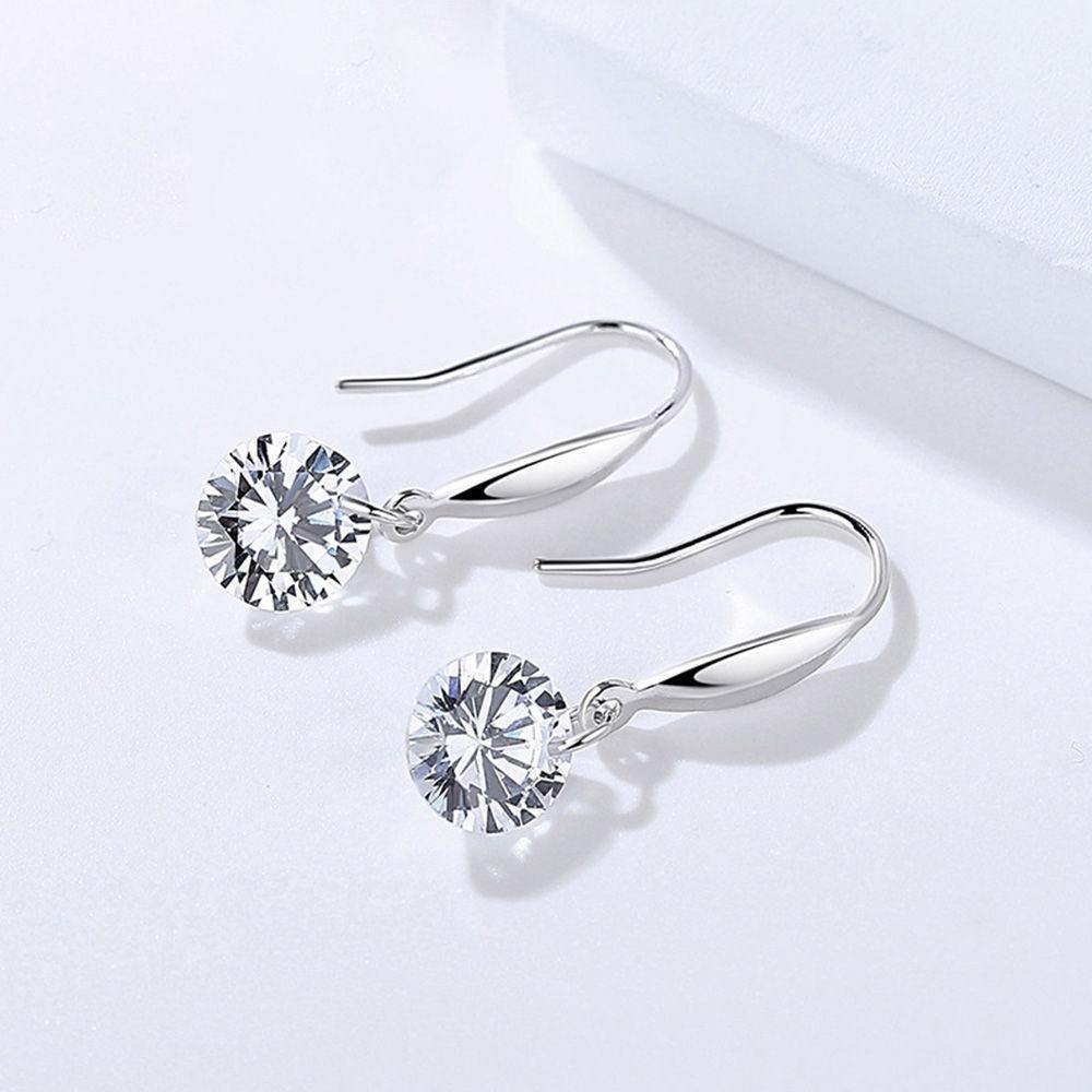 Earrings Elegant Diamond Shaped Silver - soufeelus