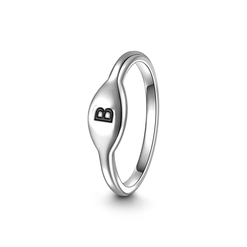 Letter B Ring 925 Sterling Silver