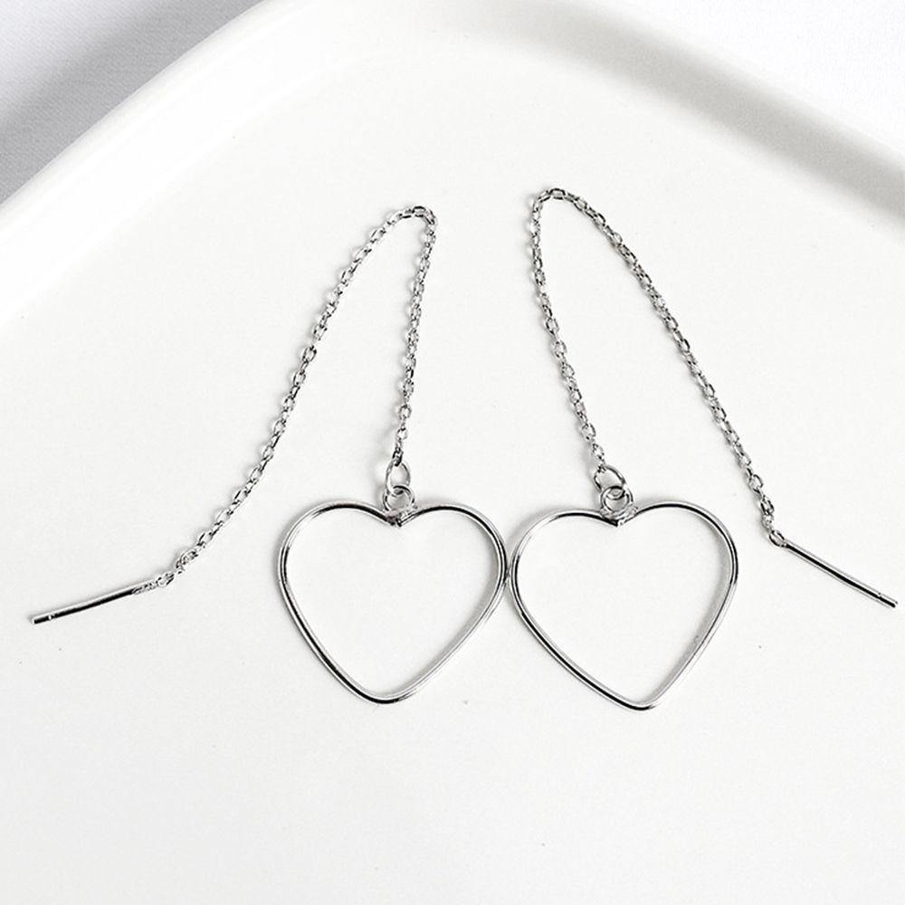 Heart-shaped Ear Lines Sterling Silver - soufeelus