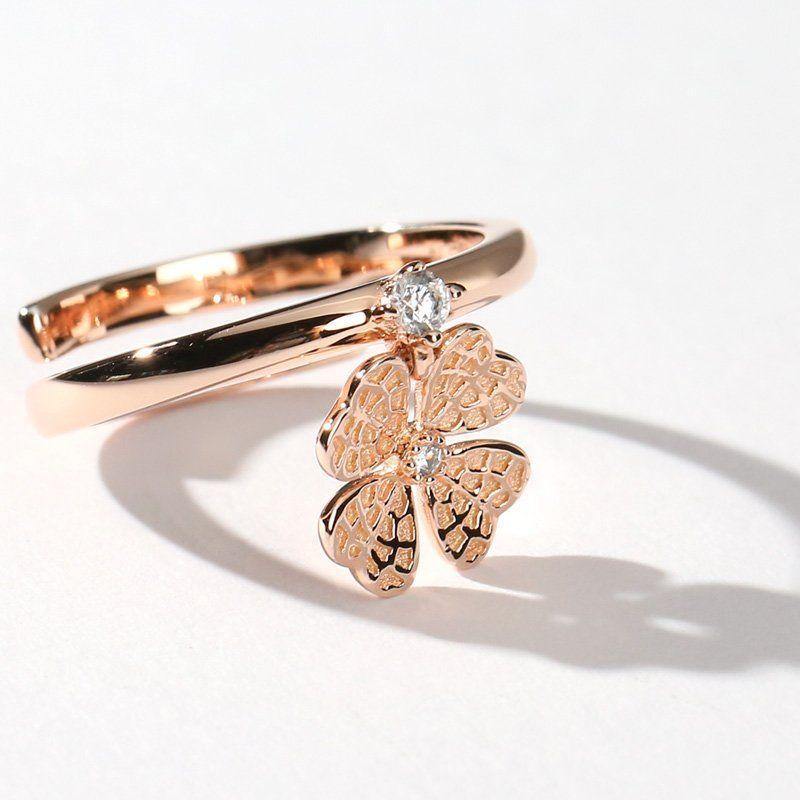 Soufeel Lucky Clover Ring Rose Gold Plated Silver - soufeelus