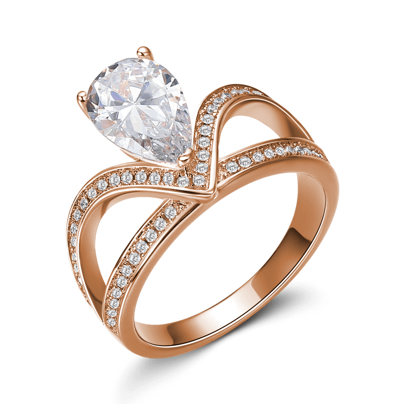 Crown Engagement Ring Rose Gold 925 Sterling Silver