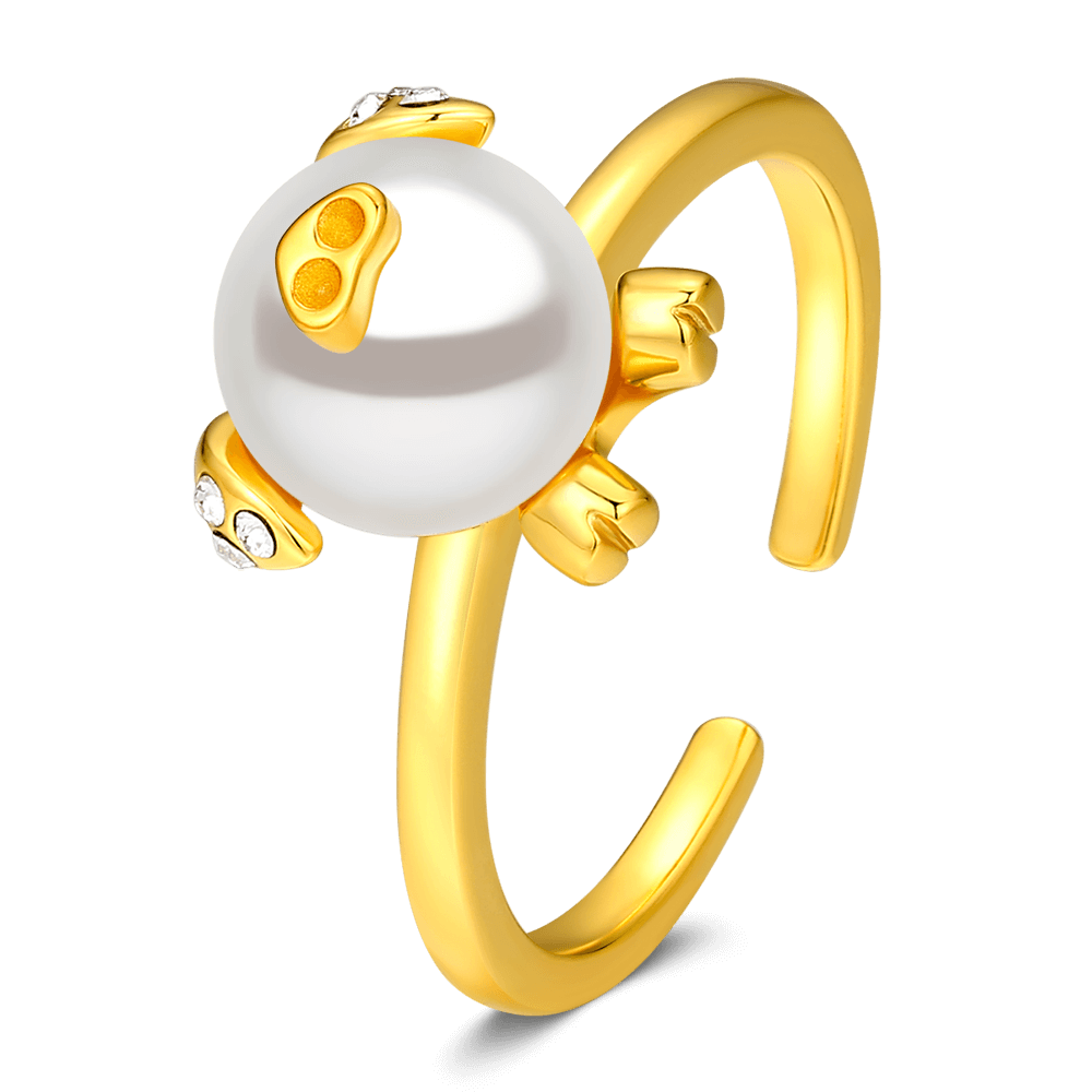 Pearl Pig Ring 14K Gold Plated Silver - soufeelus