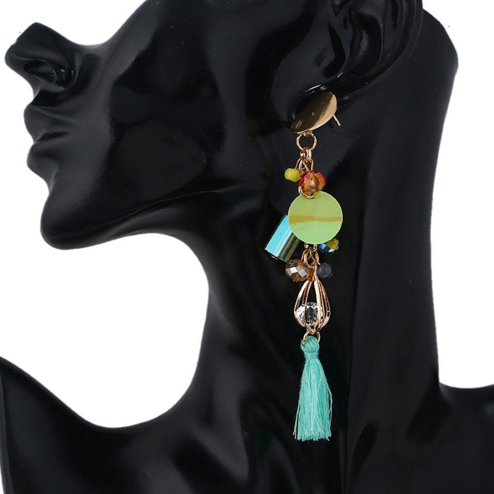 Metal Round Long Section Bohemian Drop Earrings - soufeelus