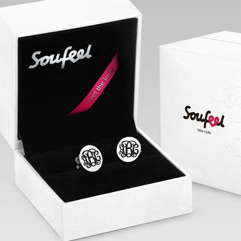 Engraved Monogram Earrings Silver - soufeelus