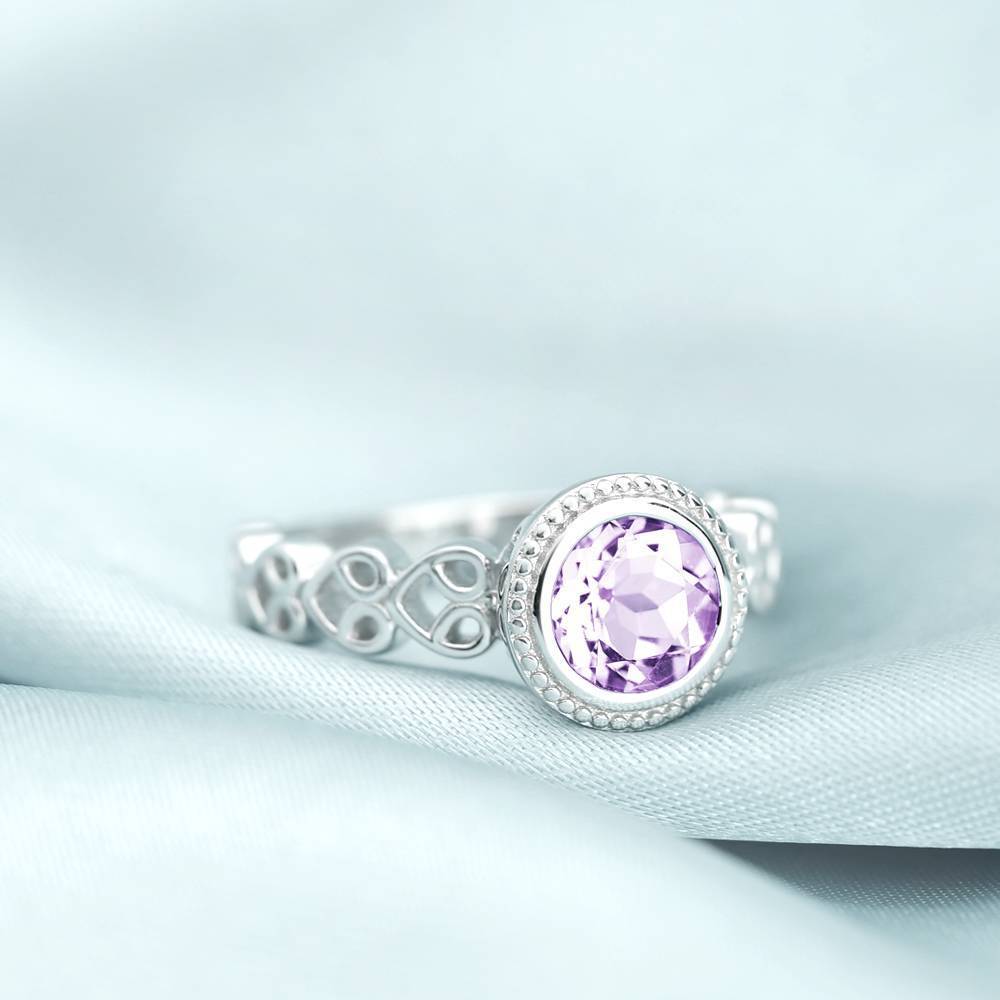 Desire Engagement Ring Natural Pink Amethyst 925 Sterling Silver