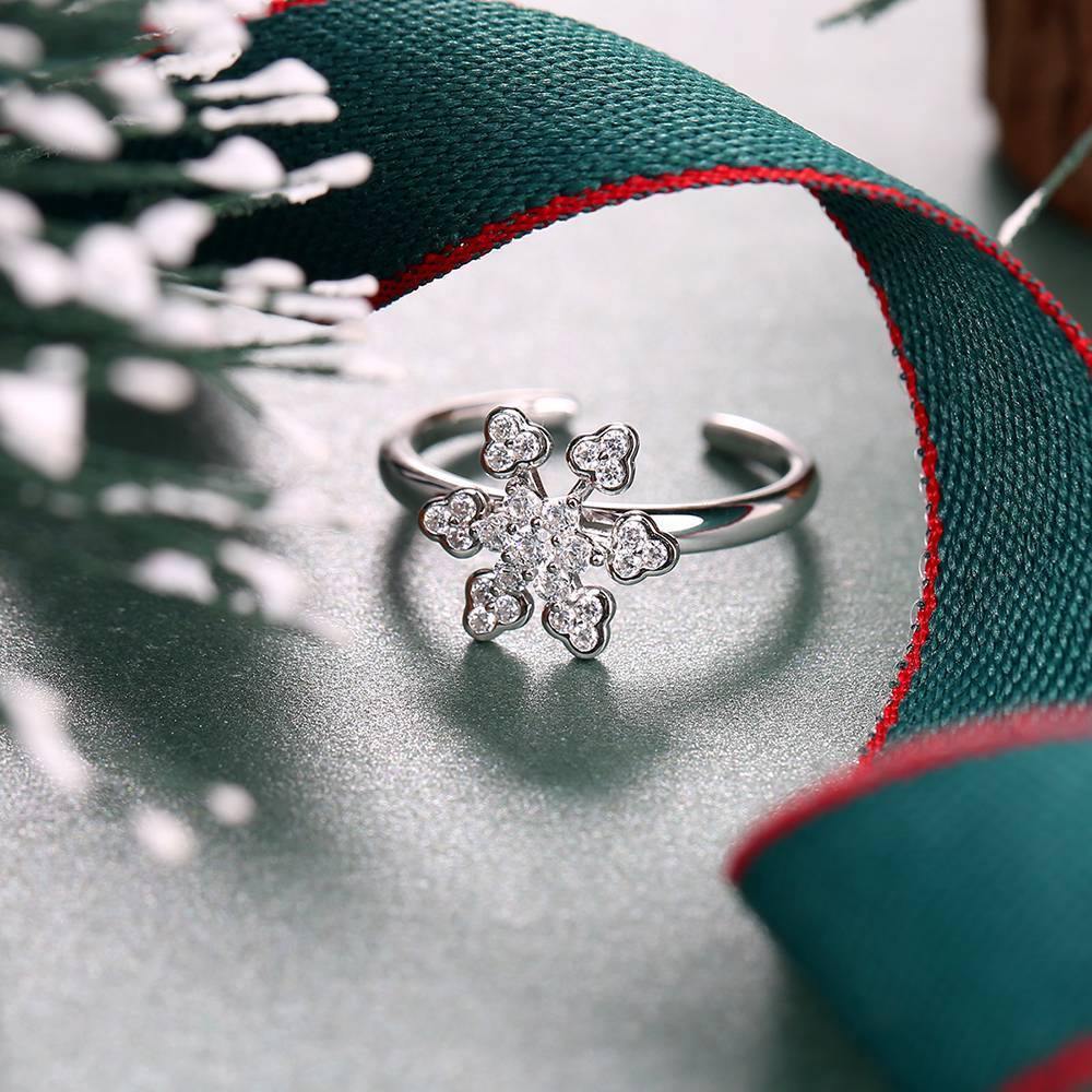 Snowflake Ring Platinum Plated Silver - soufeelus