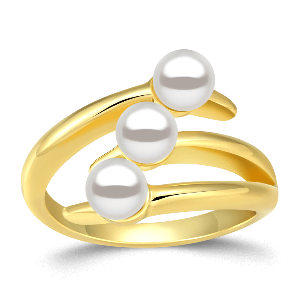 Swarovski Pearl Line Design Ring 14K Gold Plated - soufeelus