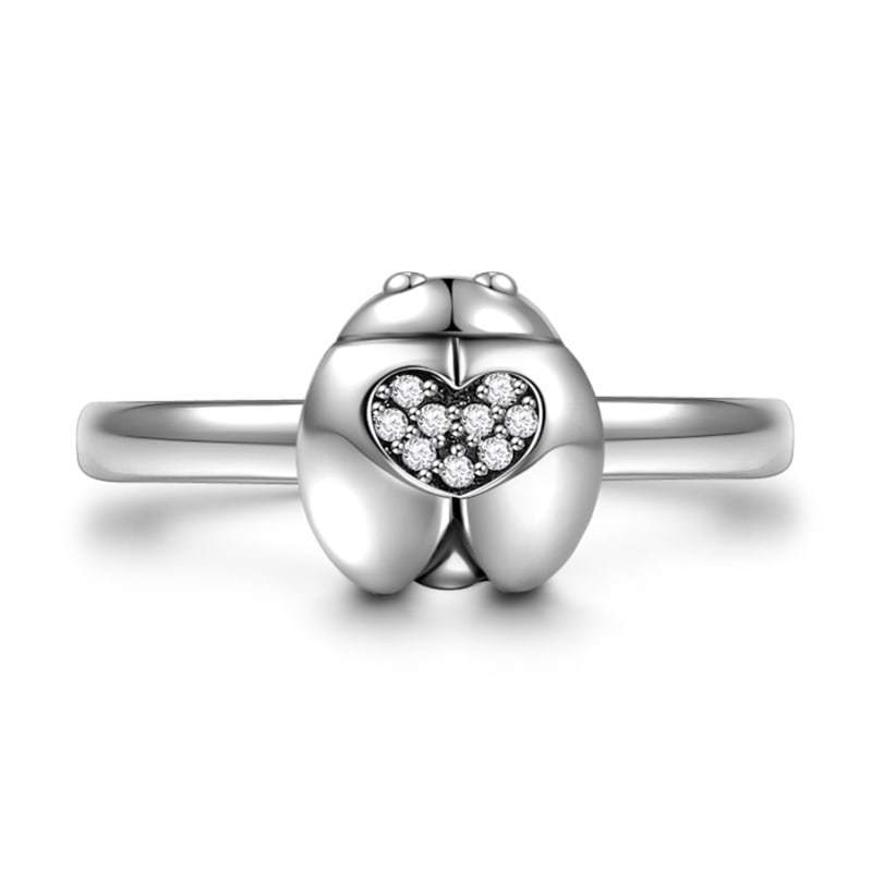 Valentine S Day Heart Shaped Ring Charm 925 Sterling Silver