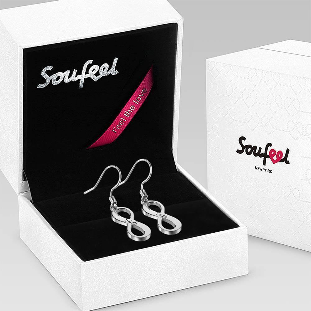 Custom Engraved Earrings Name Drop Earrings Rose Gold Plated - soufeelus