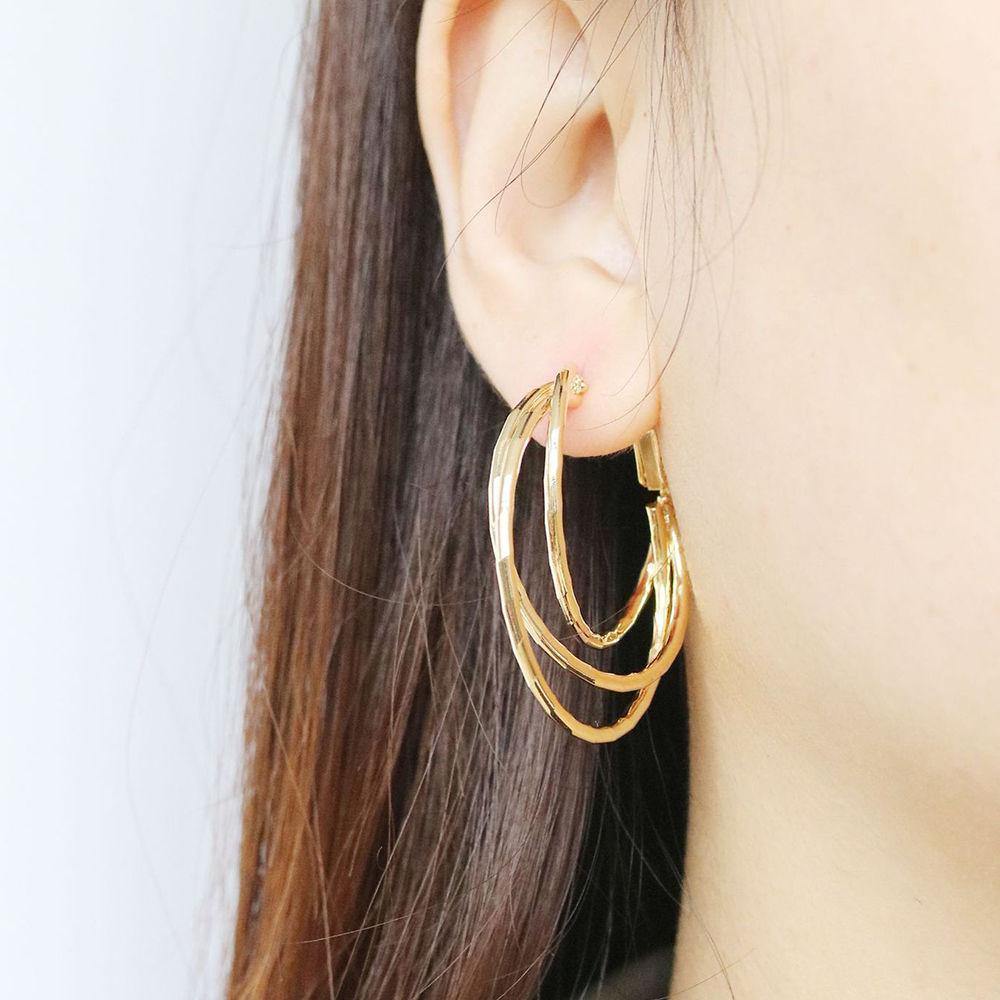 Three Circles Superimposed Earrings 37mm - soufeelus