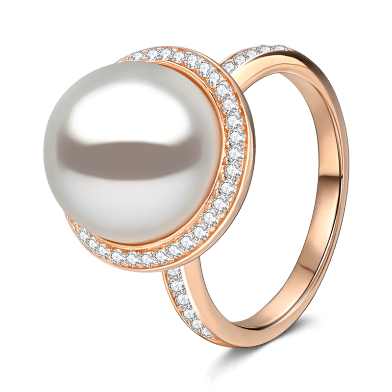 Pearl Ring Rose Gold 925 Sterling Silver