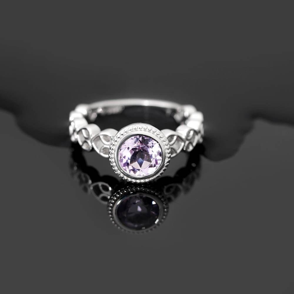 Desire Engagement Ring Natural Pink Amethyst 925 Sterling Silver