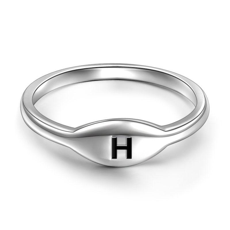 Letter H Ring 925 Sterling Silver