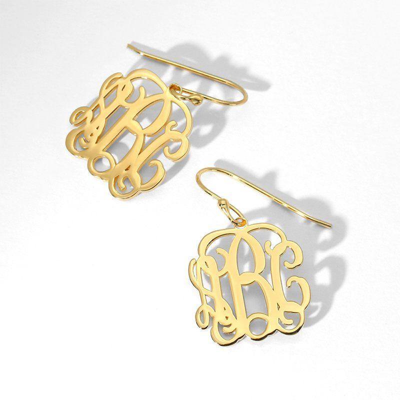 Monogram Earrings Gold Plated Silver - soufeelus