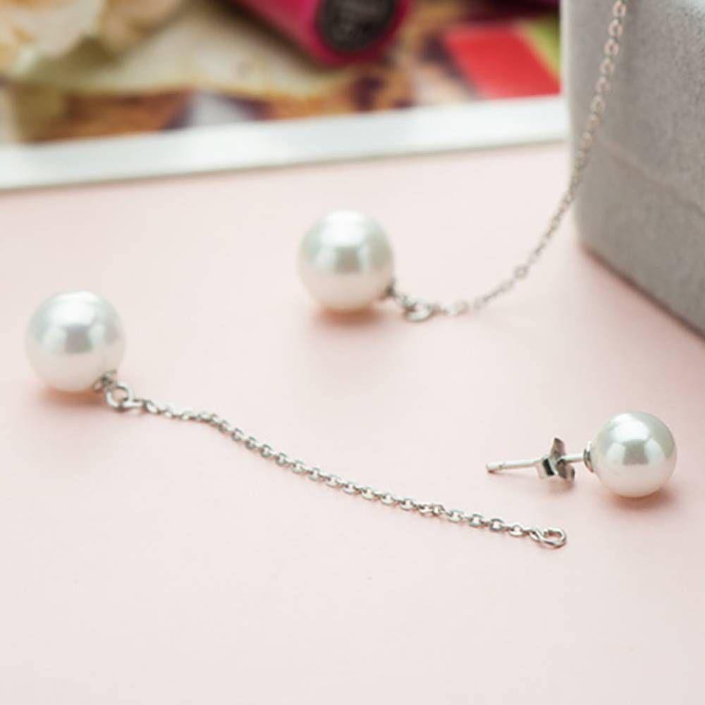 Pearl Line Earrings Silver - soufeelus