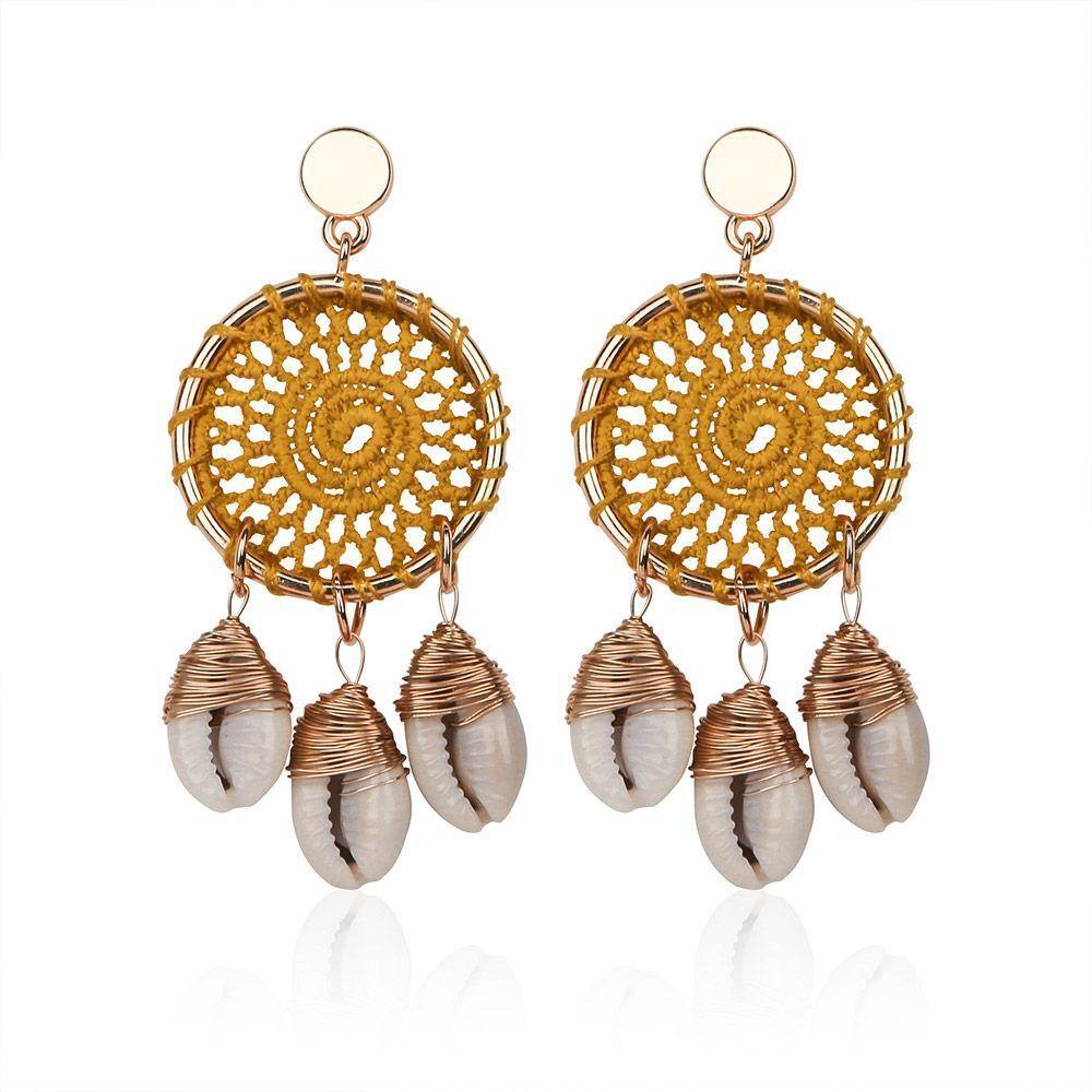 Ethnic Earrings Yellow Alloy - soufeelus