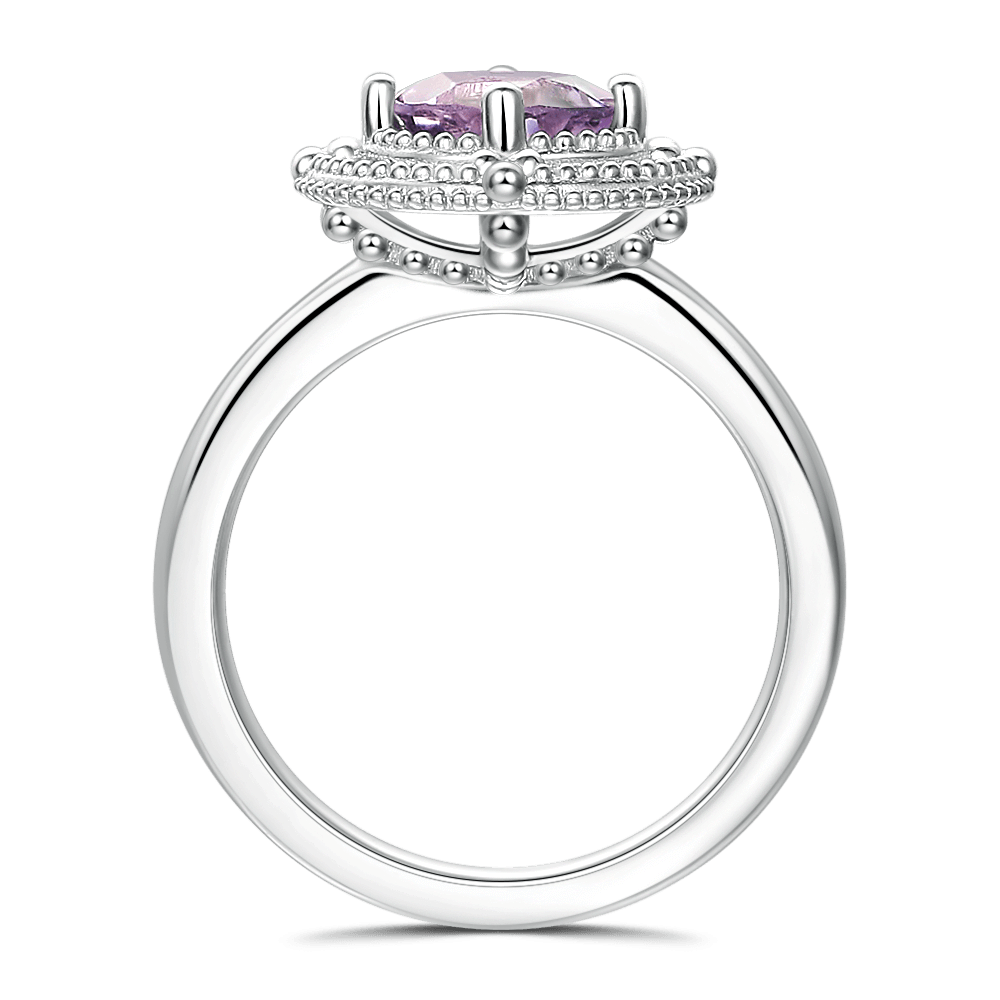 Harmony Engagement Ring Natural Pink Amethyst 925 Sterling Silver