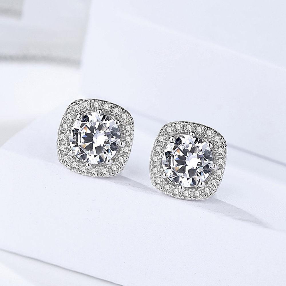 Square Diamond Ear Studs - soufeelus