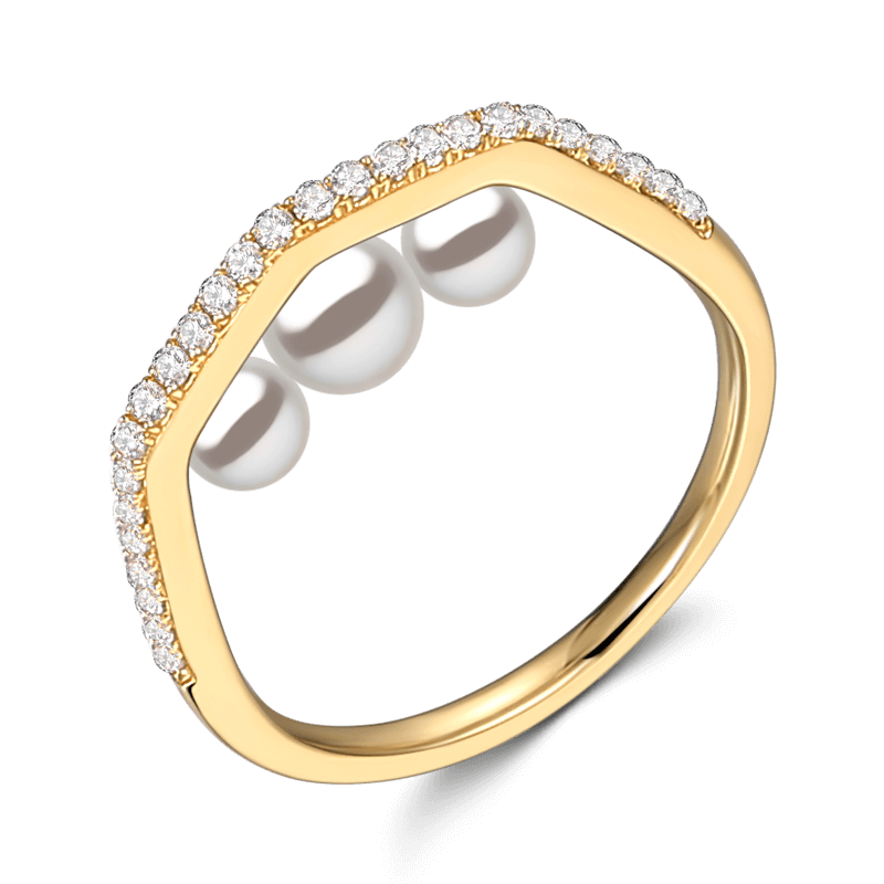 Soufeel Treasure Our Love Three Pearls Ring 14k Gold Plated 925 Sterling Silver