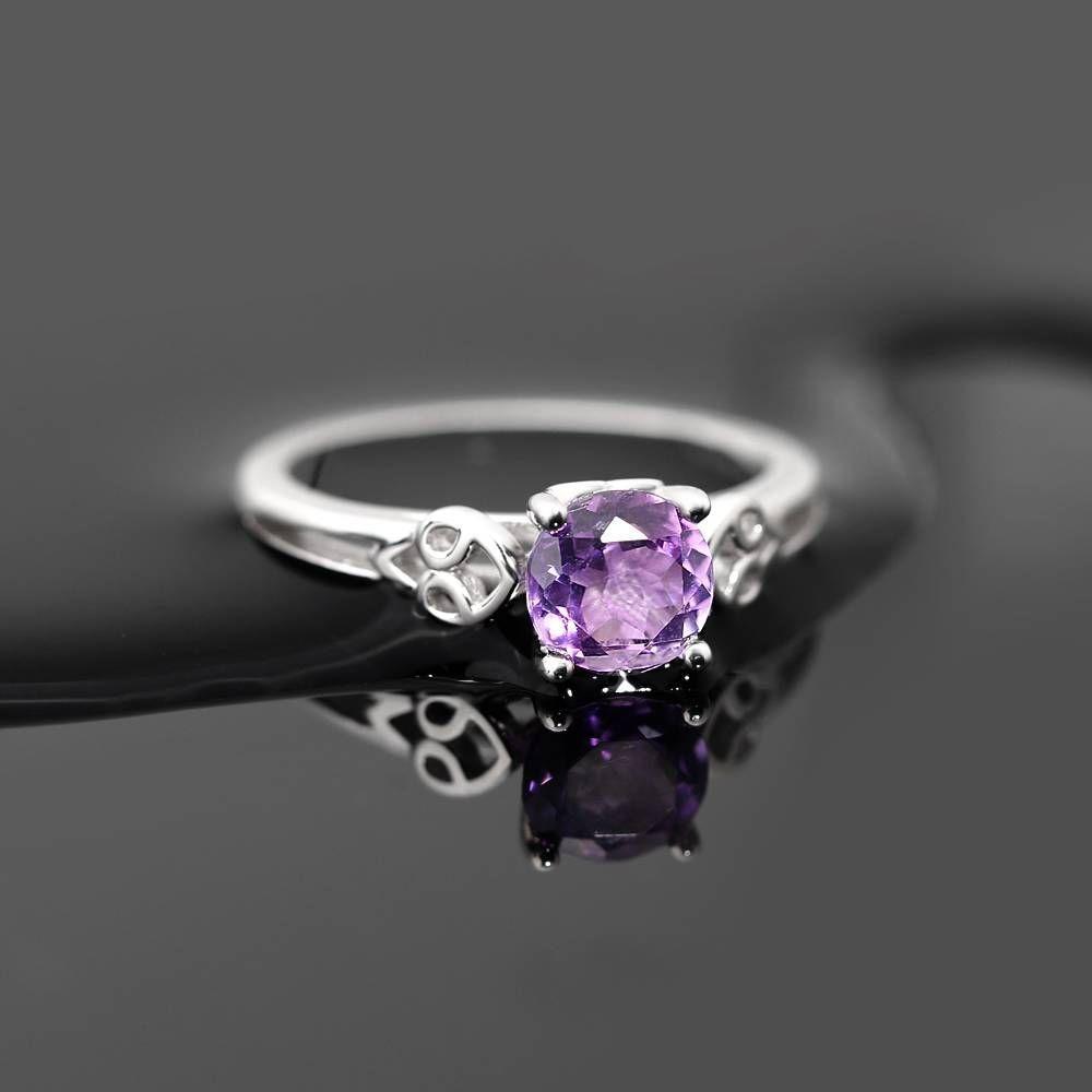 Cherish Engagement Ring Natural Amethyst 925 Sterling Silver