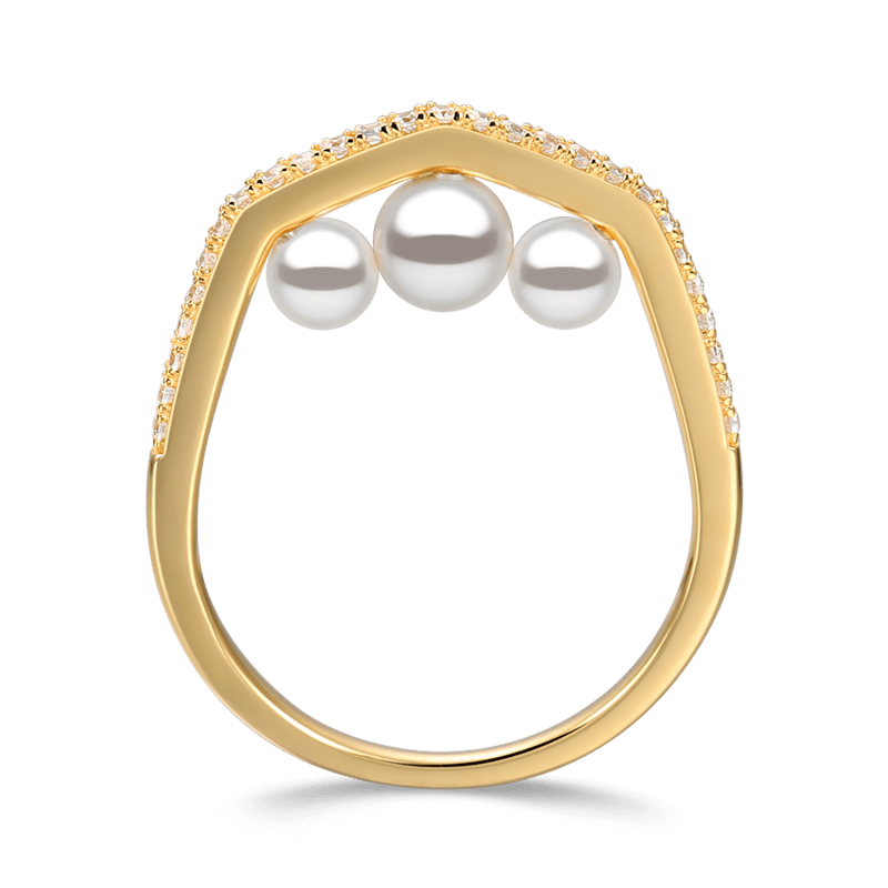 Soufeel Treasure Our Love Three Pearls Ring 14k Gold Plated 925 Sterling Silver