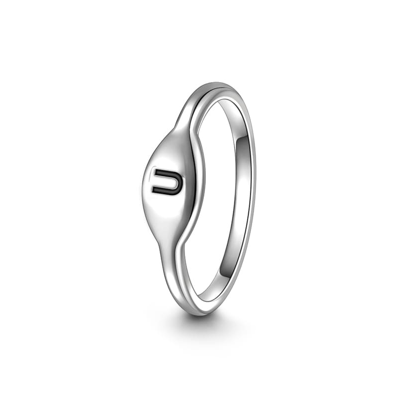 Letter U Ring 925 Sterling Silver